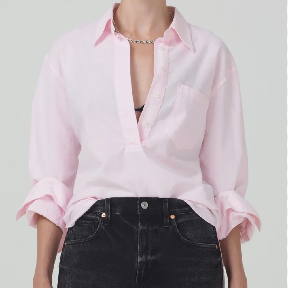Citizens of Humanity Aave Oversized Oxford Guava Button Down Shirt Size Small